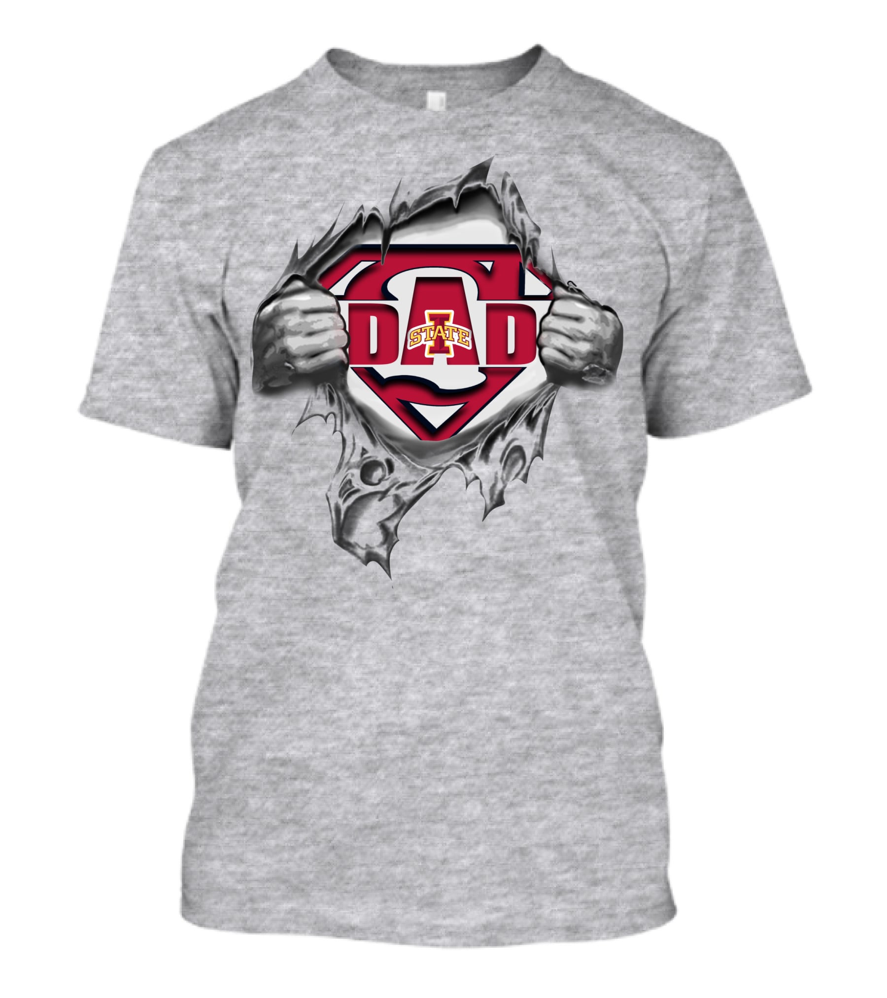 Iowa State Cyclones Super Dad A State Logo Rip Superhero T-Shirt