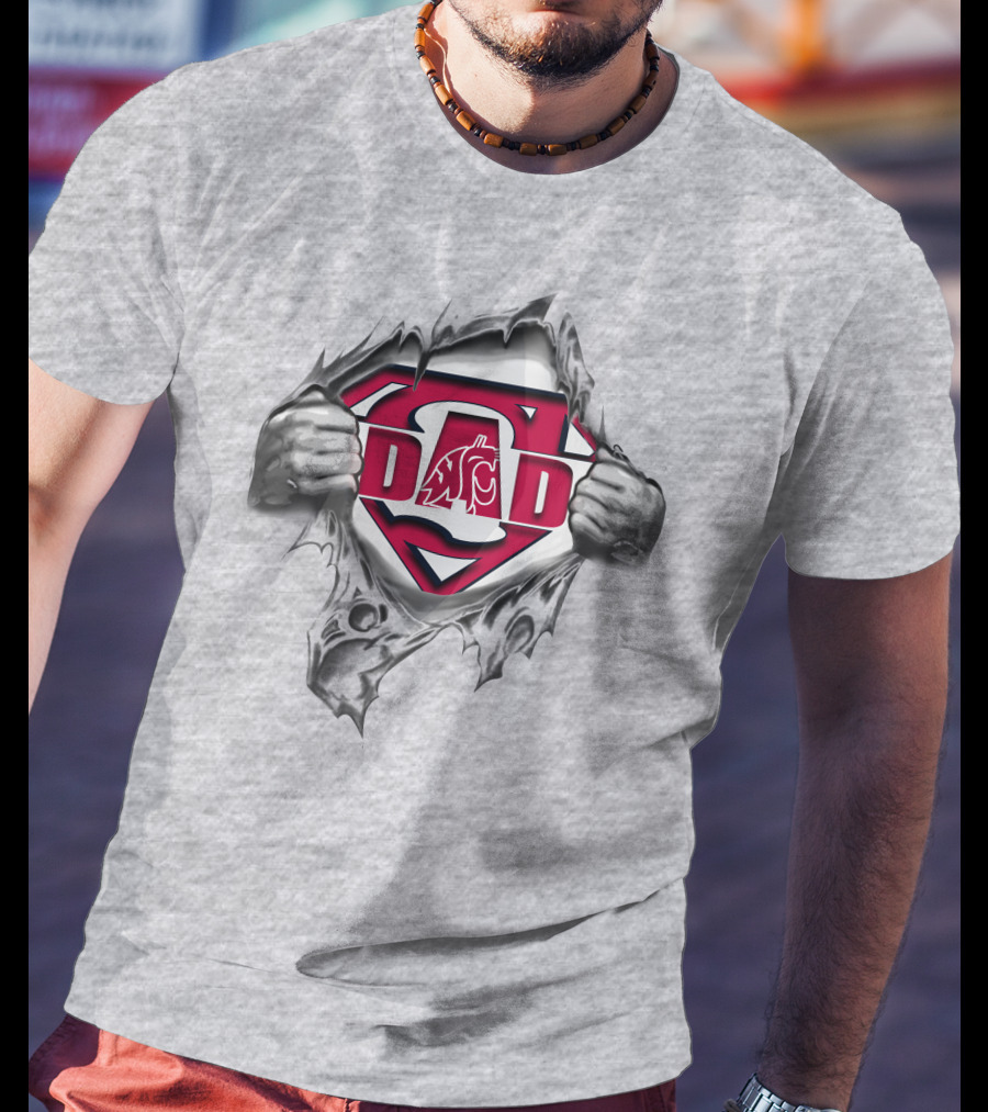 Washington State Cougars Super Dad Logo With Superman Motif T-Shirt