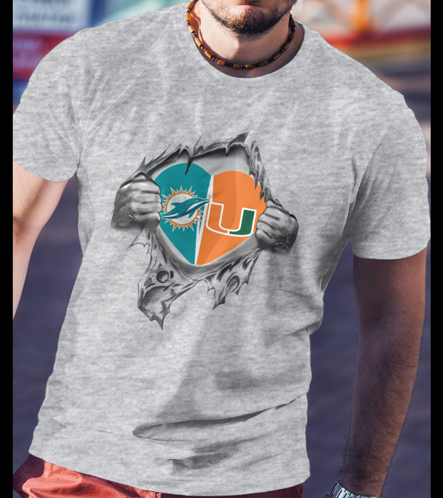 Miami Dolphins Hurricanes Heart T-Shirt