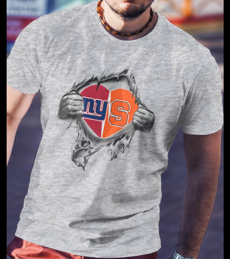 New York Giants Syracuse Orange Heart T-Shirt