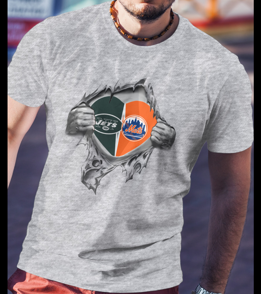 New York Jets Mets Heartfelt Loyalty Combination T-Shirt