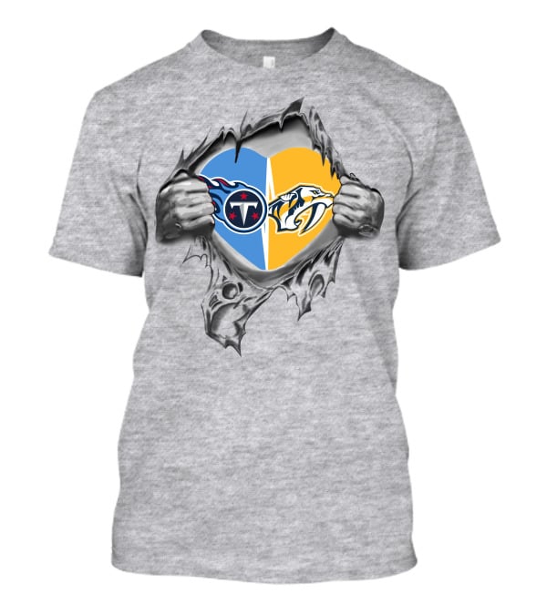 Tennessee Titans Nashville Predators Heart Logo Fan Mashup T-Shirt