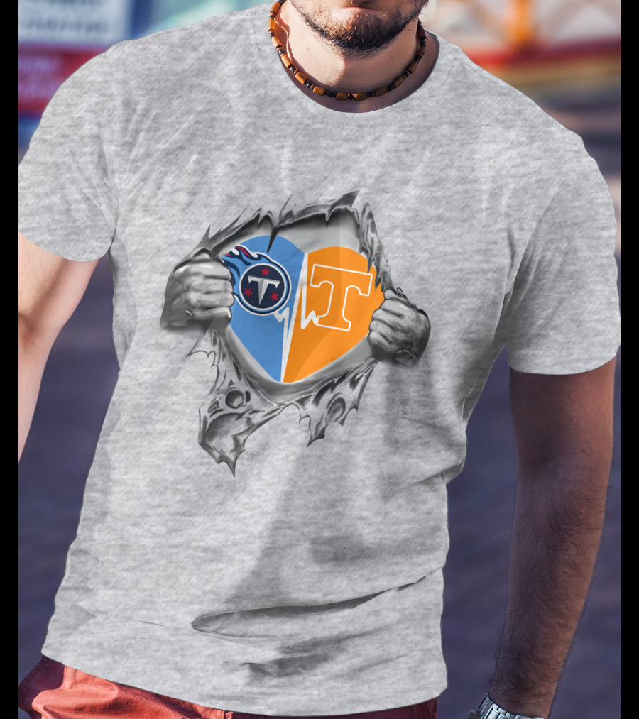 Titans Tennessee Volunteers Heartbeat Logo Fusion T-Shirt