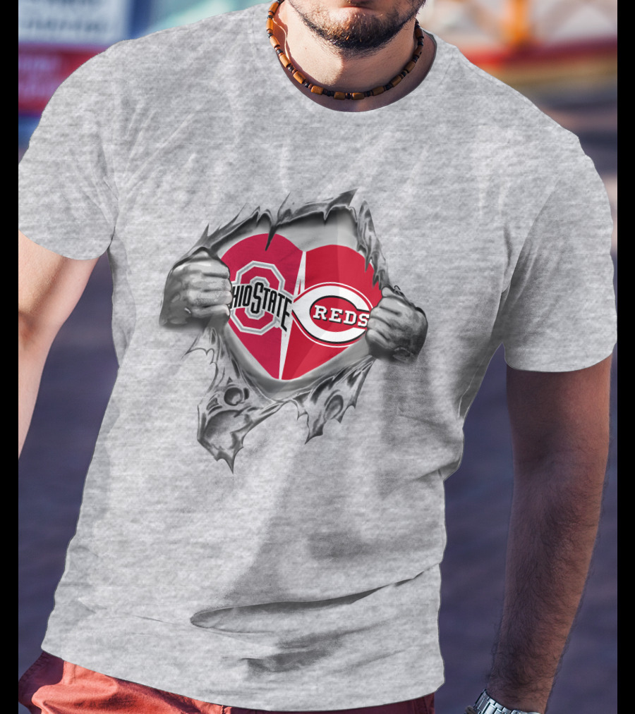 Ohio State Buckeyes Reds Heart Logo Peel T-Shirt
