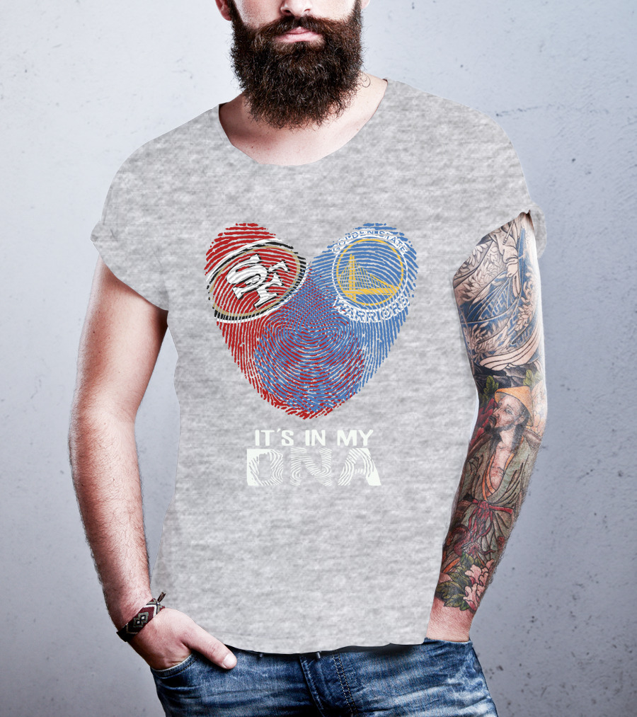 49ers Golden State Warriors Fingerprint It's In My Dna T-Shirt