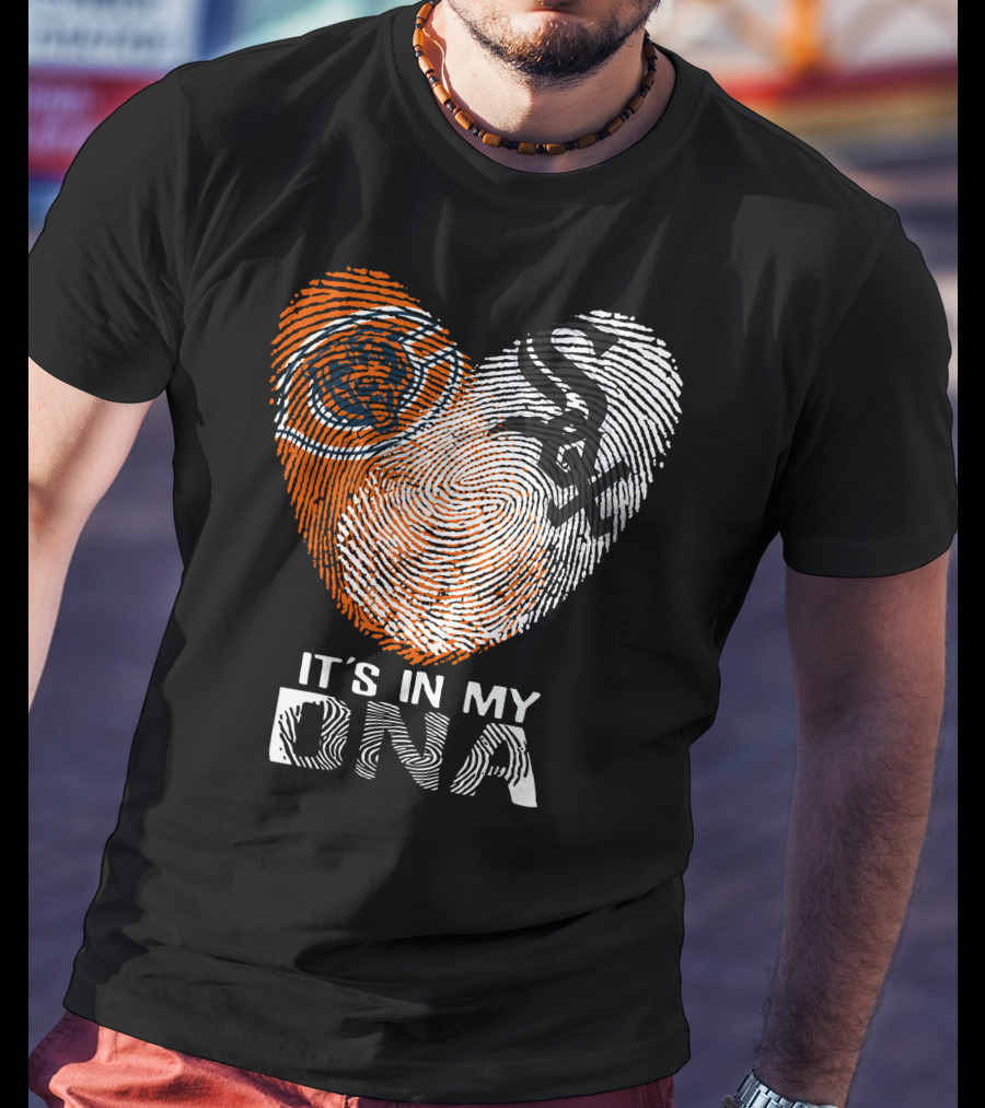 Bears White Sox It's In My Dna Fingerprint Heart T-Shirt