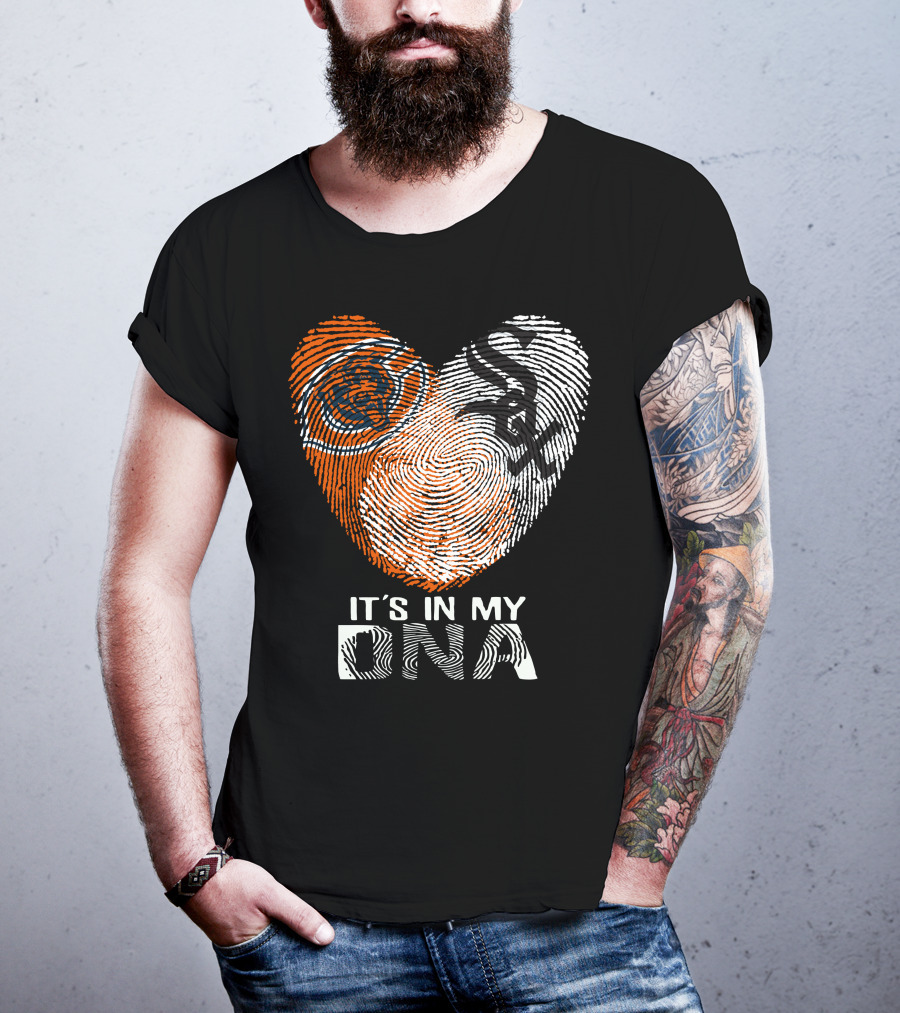 Bears White Sox It's In My Dna Fingerprint Heart T-Shirt