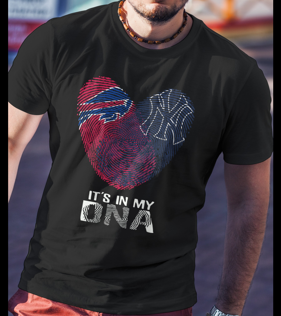 Bills Yankees Fingerprint Heart It's In My DNA T-Shirt