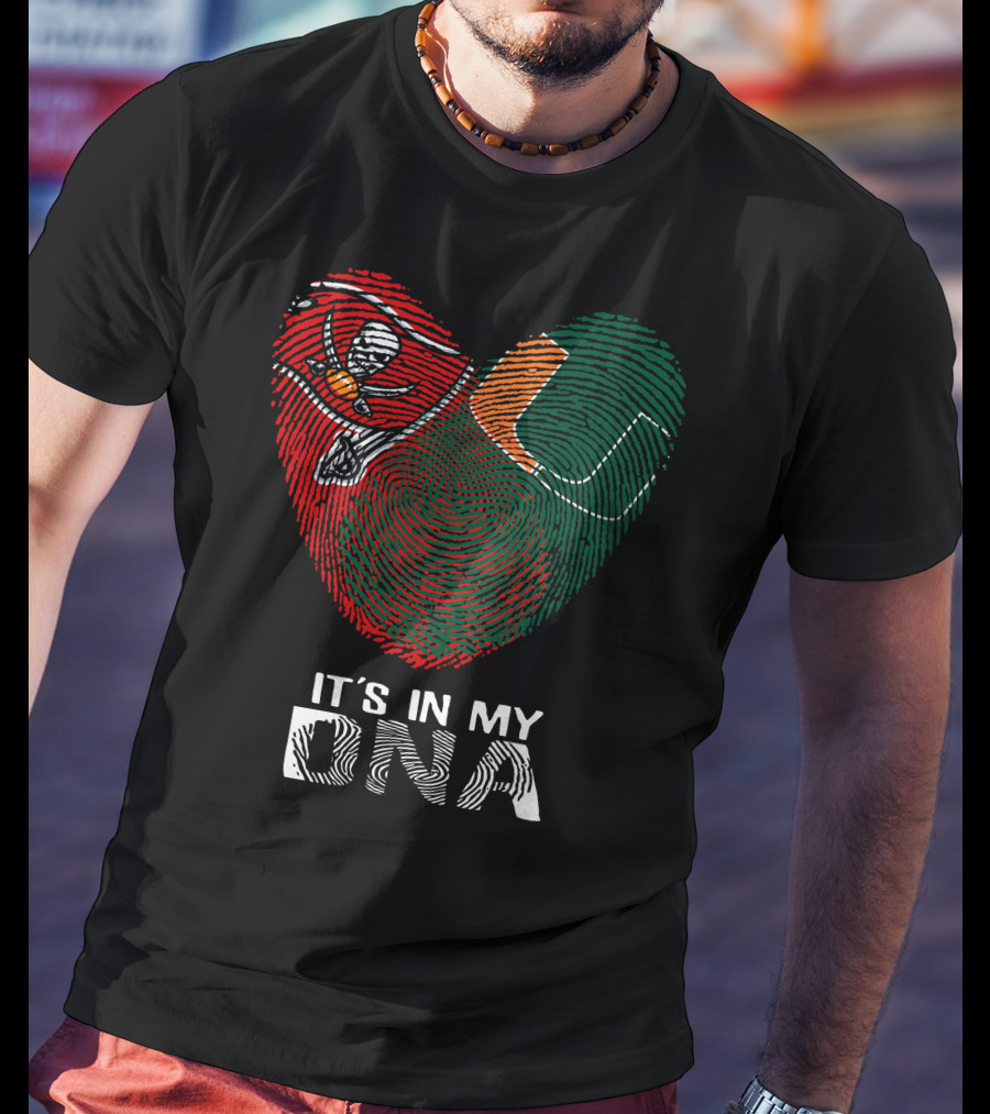 Buccaneers Hurricanes It's In My DNA Fingerprint Skull T-Shirt