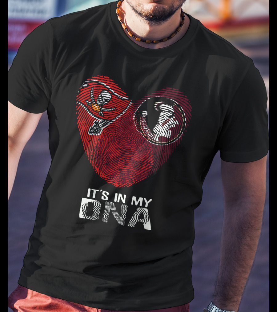 Buccaneers Seminoles It's In My DNA Fingerprint Heart T-Shirt