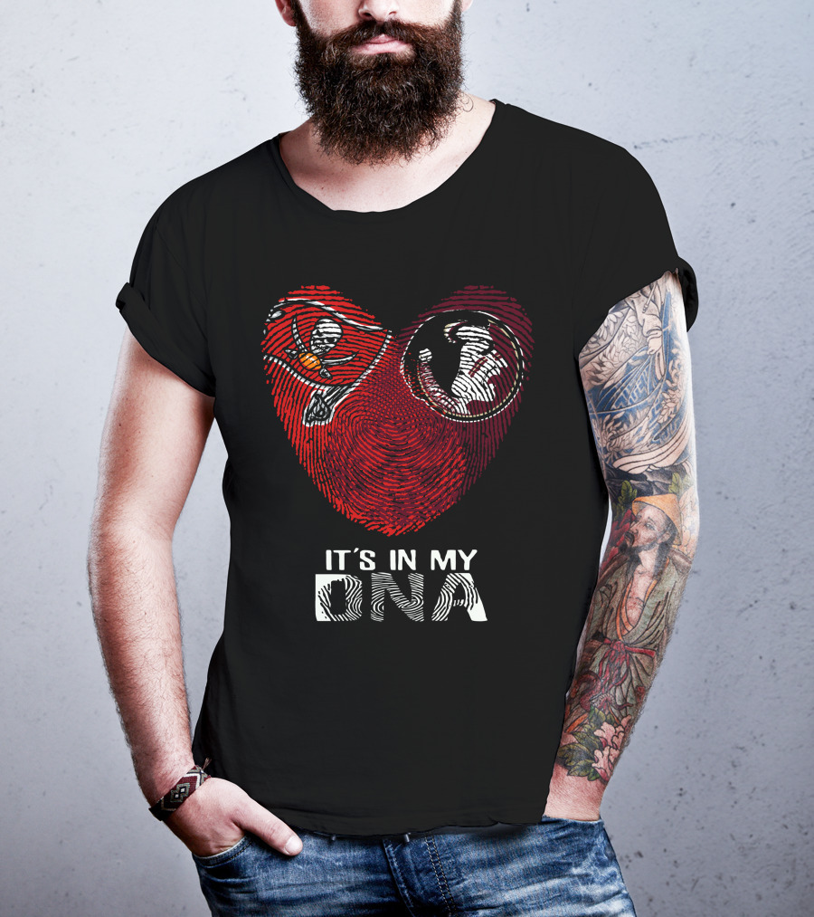 Buccaneers Seminoles It's In My DNA Fingerprint Heart T-Shirt