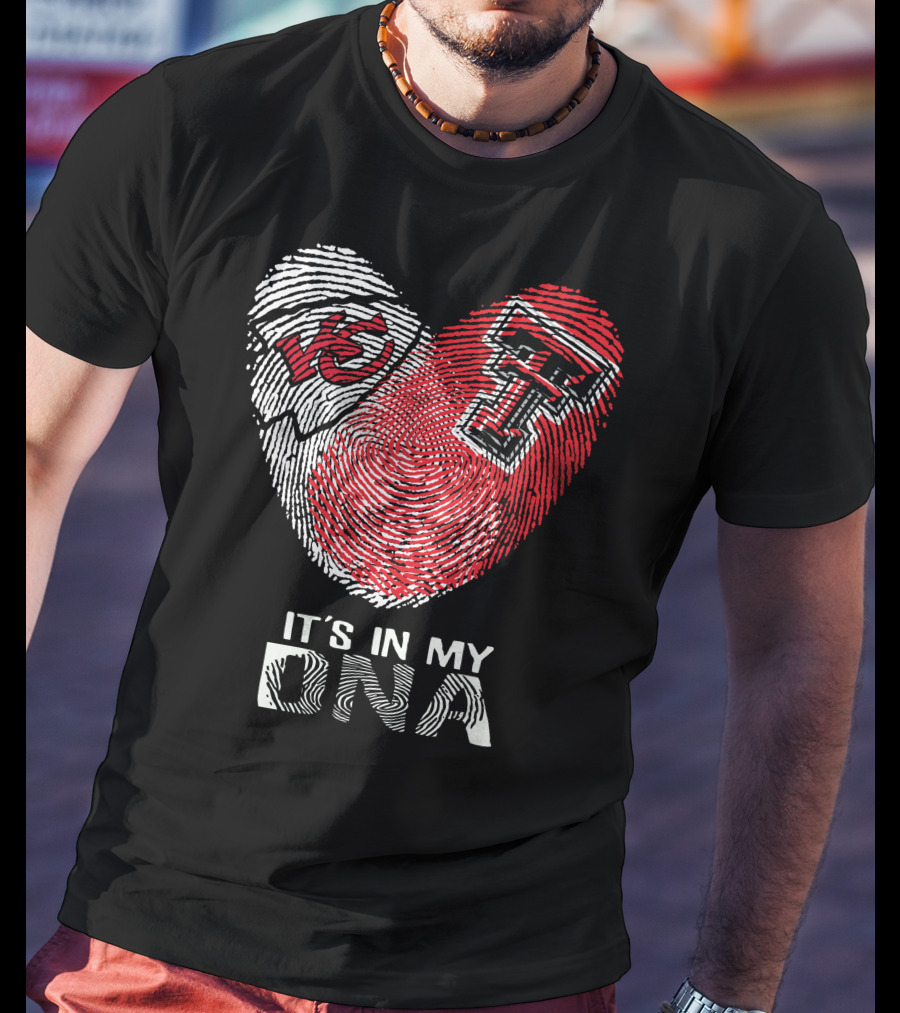Chiefs Texas Tech It's In My DNA Heart Fingerprint T-Shirt