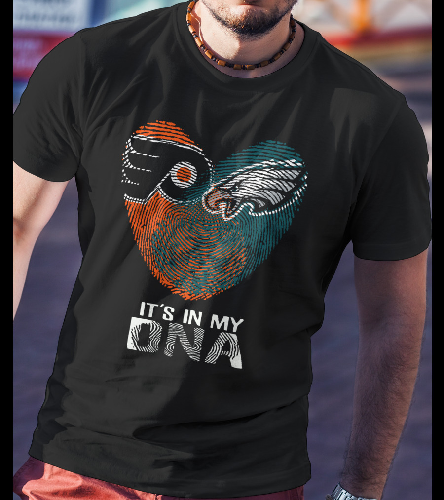 Eagles Flyers It's In My DNA Fingerprint Heart T-Shirt