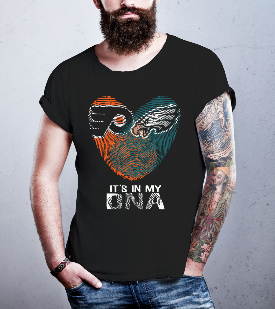 Eagles Flyers It's In My DNA Fingerprint Heart T-Shirt