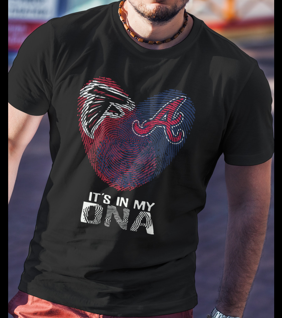 Falcons Braves Heart Fingerprint It's In My DNA T-Shirt
