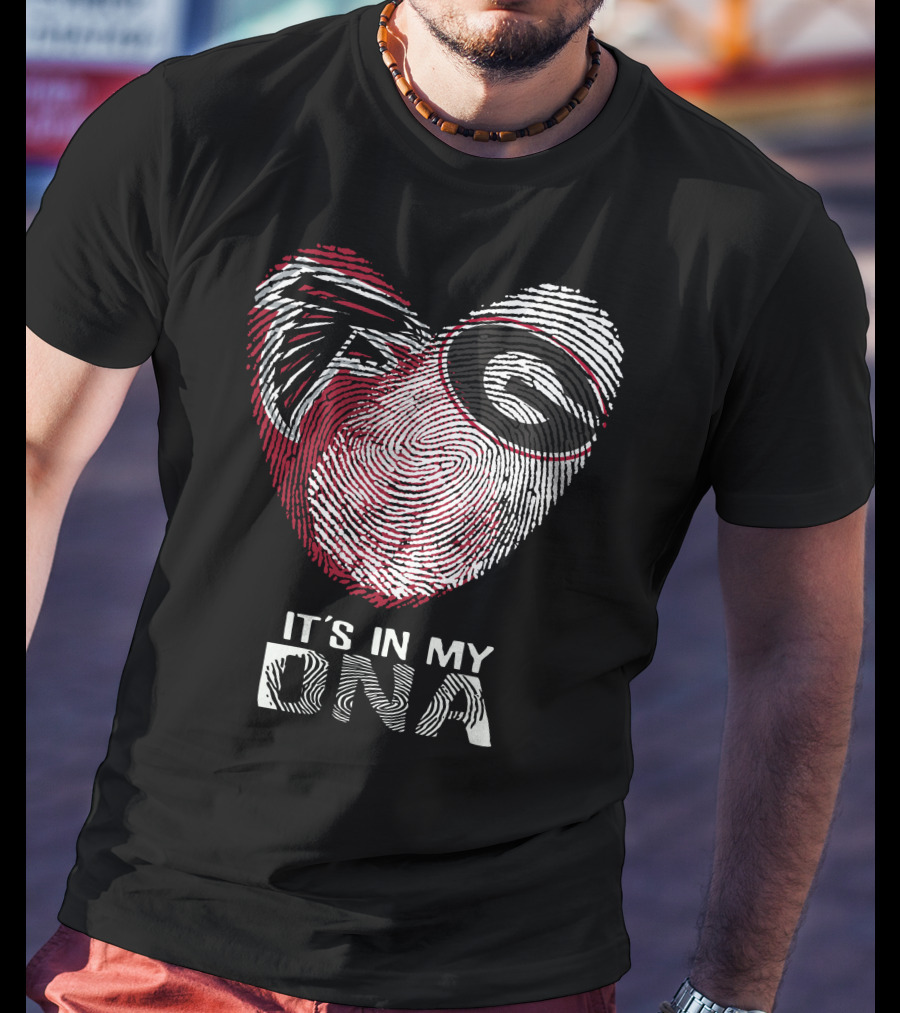 Falcons Bulldogs Heart Fingerprint It's In My DNA T-Shirt