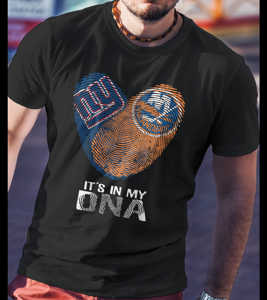 Giants Islanders It's In My DNA Fingerprint Heart T-Shirt