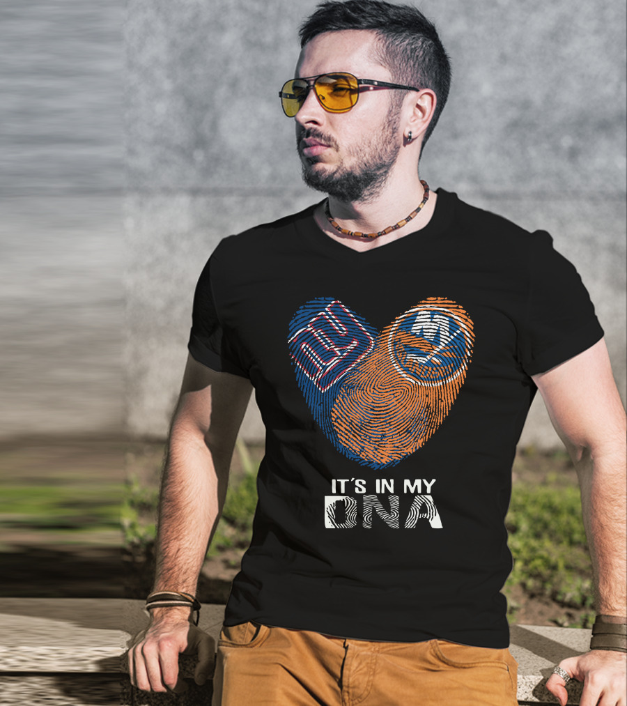 Giants Islanders It's In My DNA Fingerprint Heart T-Shirt