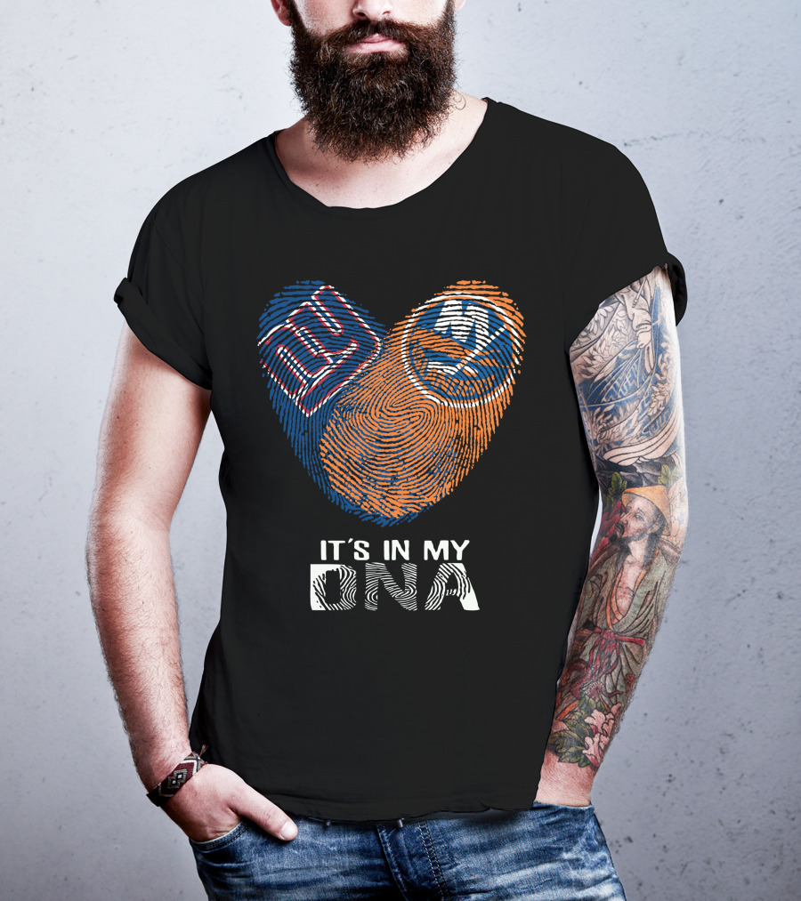 Giants Islanders It's In My DNA Fingerprint Heart T-Shirt