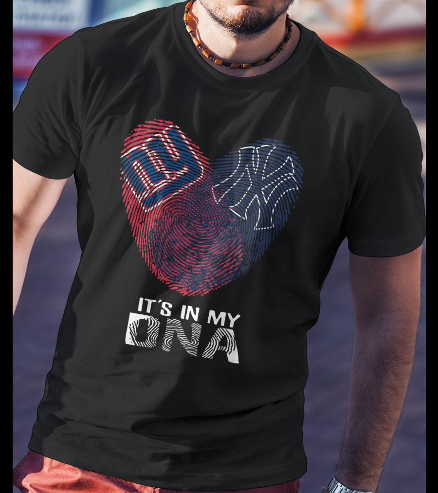 Giants Yankees It's In My DNA Fingerprint Heart T-Shirt