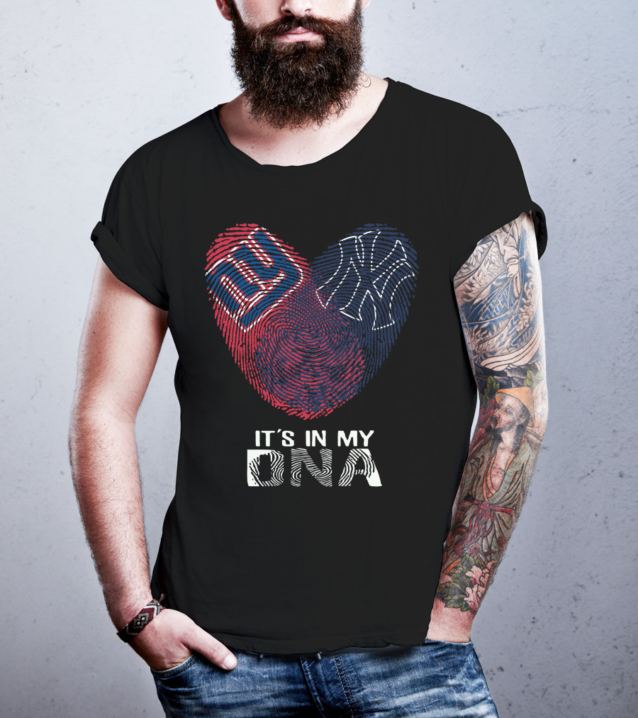 Giants Yankees It's In My DNA Fingerprint Heart T-Shirt