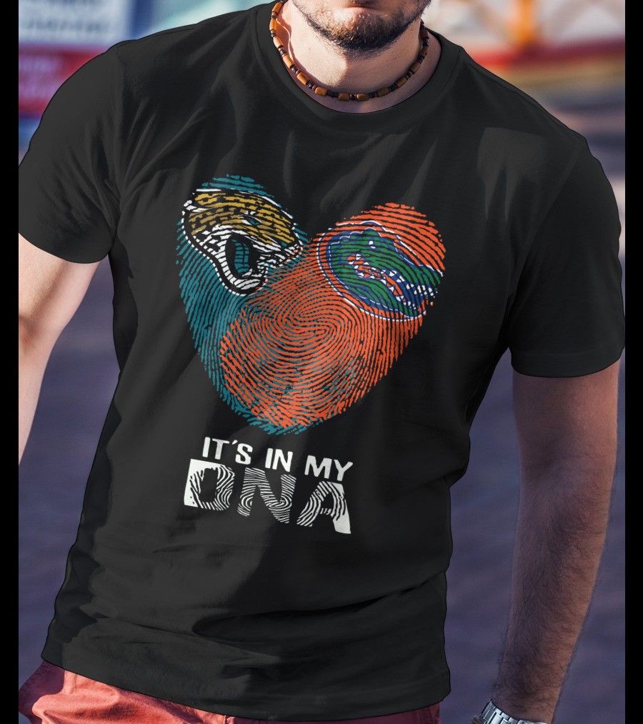 Jaguars Gators It's In My DNA Fingerprint Heart T-Shirt