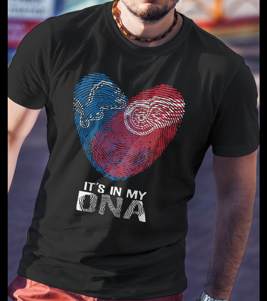 Lions Red Wings Heart It's In My DNA T-Shirt