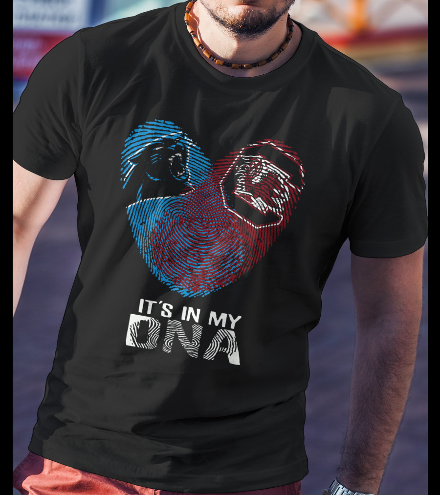 Panthers Gamecocks Fingerprint Heart It's In My Dna T-Shirt