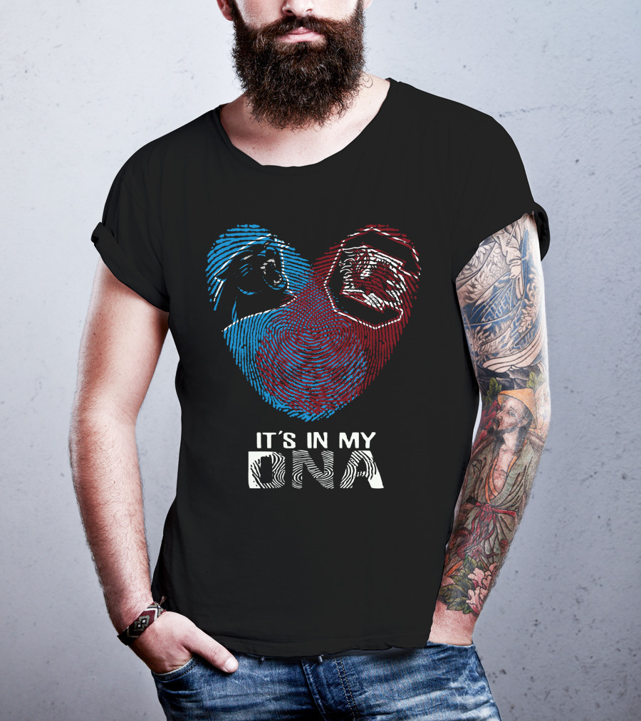 Panthers Gamecocks Fingerprint Heart It's In My Dna T-Shirt