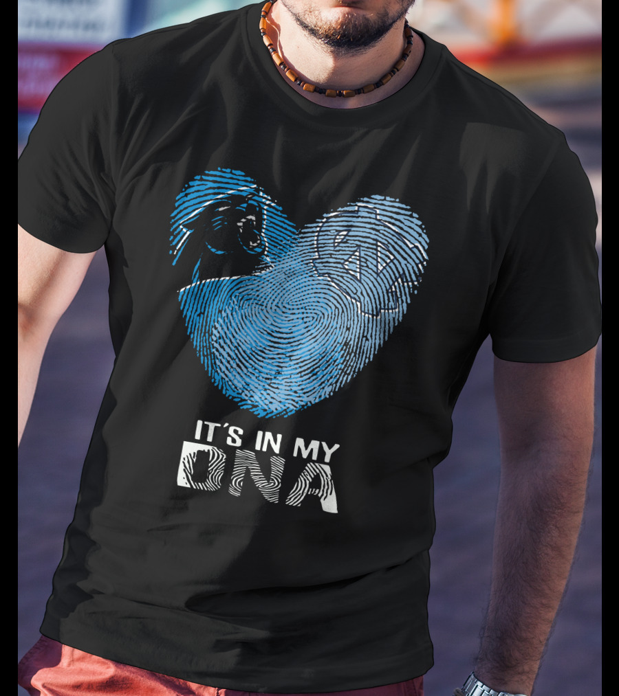 Panthers Tar Heels It's In My Dna Fingerprint Heart T-Shirt