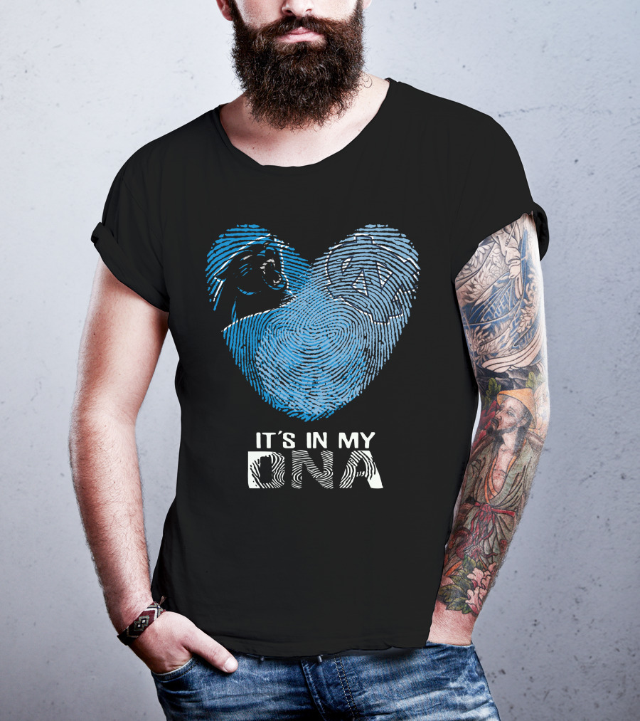 Panthers Tar Heels It's In My Dna Fingerprint Heart T-Shirt