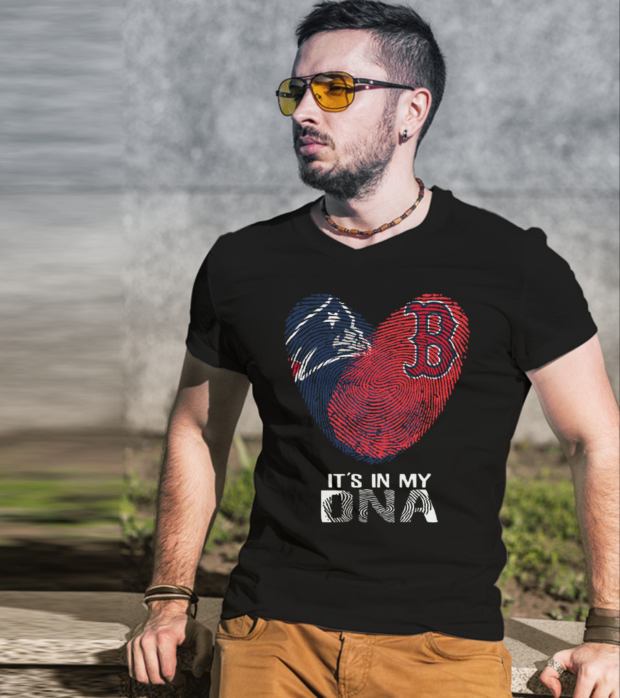 Patriots Red Sox Heart It's In My DNA T-Shirt