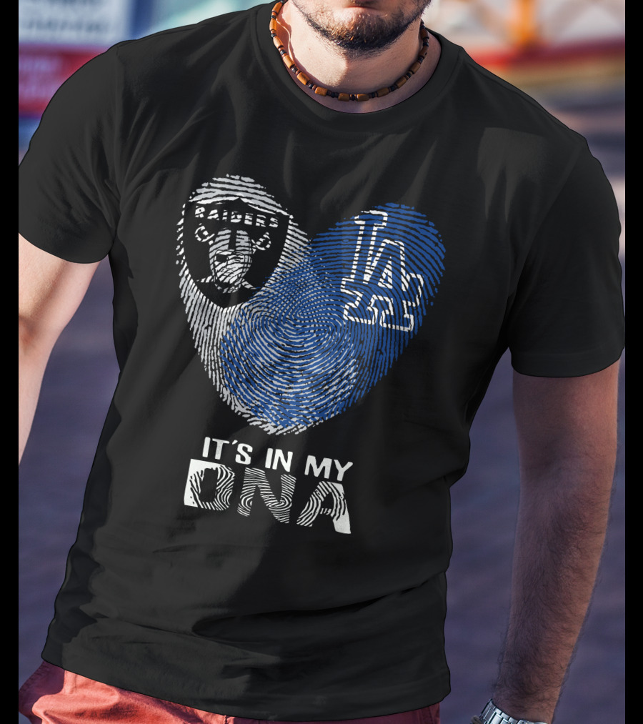 Raiders Dodgers Fingerprint It's In My DNA T-Shirt