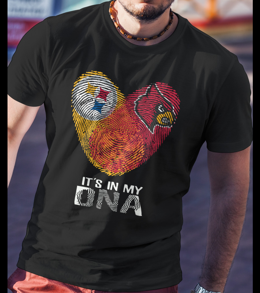 Steelers Cardinals It's In My Dna Football Team Pride Fingerprint T-Shirt