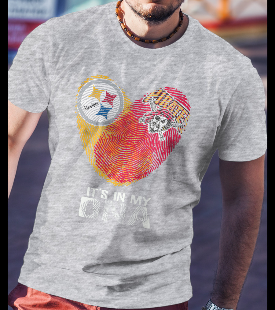 Steelers Pirates It's In My Dna Fingerprint Heart T-Shirt