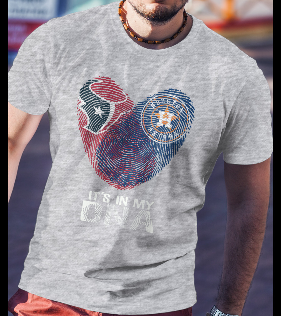 Texans Astros It's In My DNA Fingerprint Heart T-Shirt