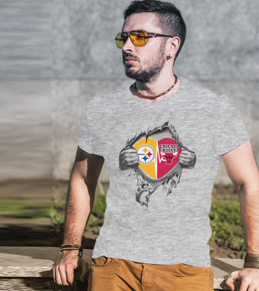Steelers Chicago Bulls Heart T-Shirt