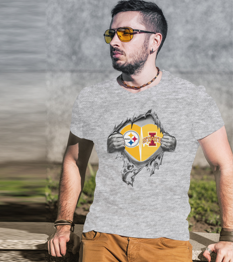 Steelers Iowa State Heart With Torn Hands T-Shirt