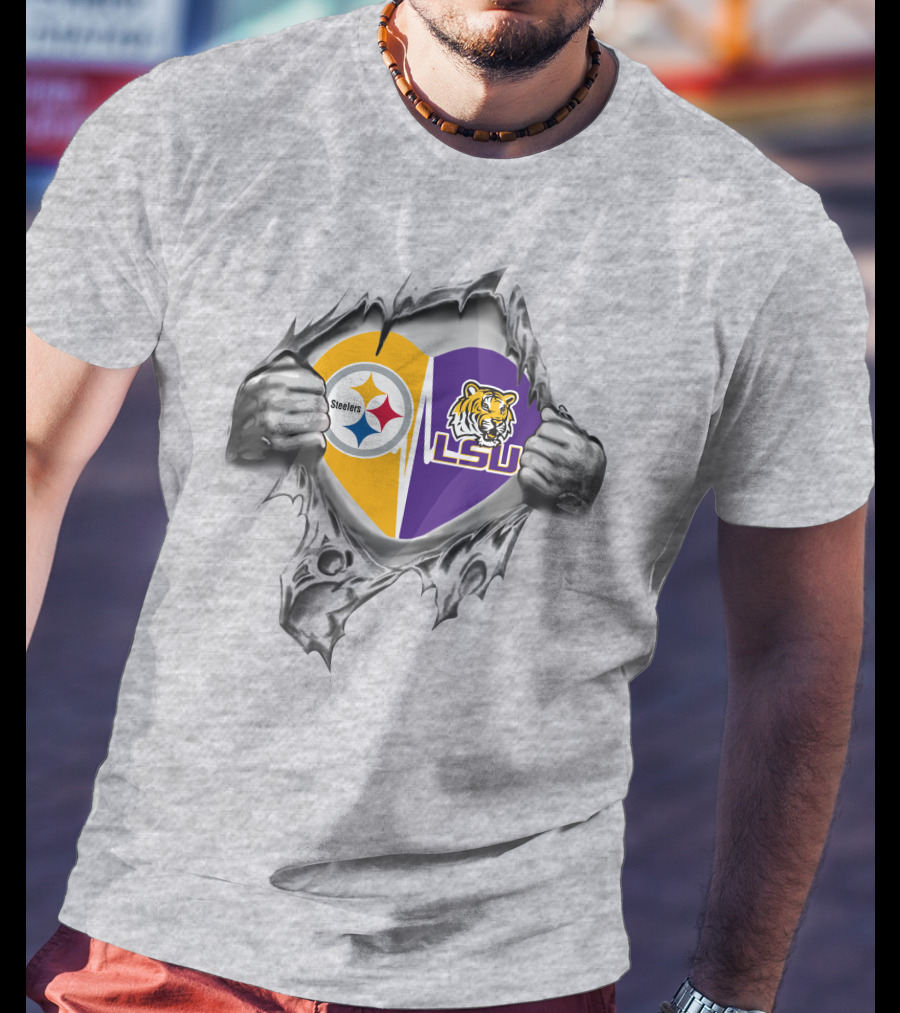 Steelers Lsu Heart Pittsburgh Tigers Fan Gear T-Shirt