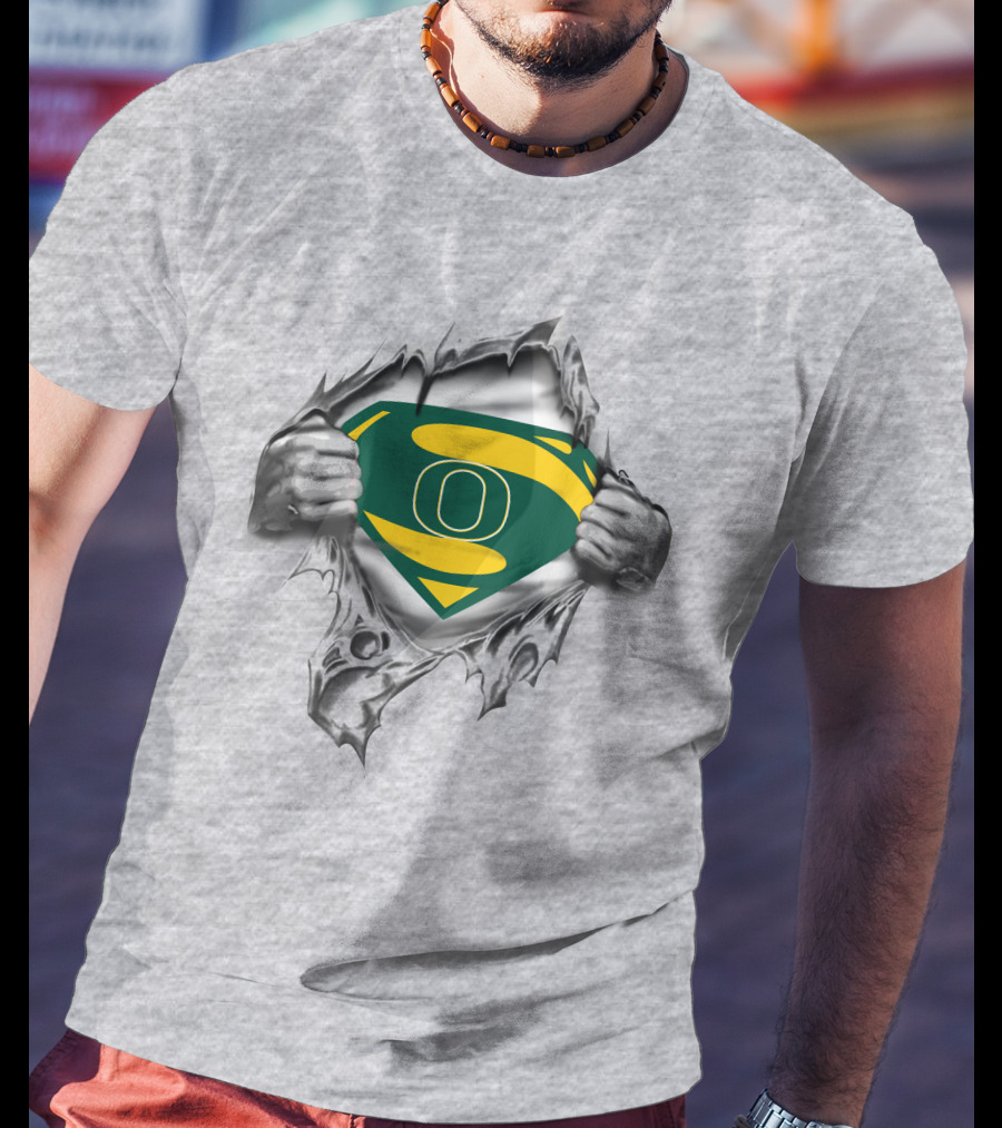 Oregon Ducks Superman Logo Rip T-Shirt