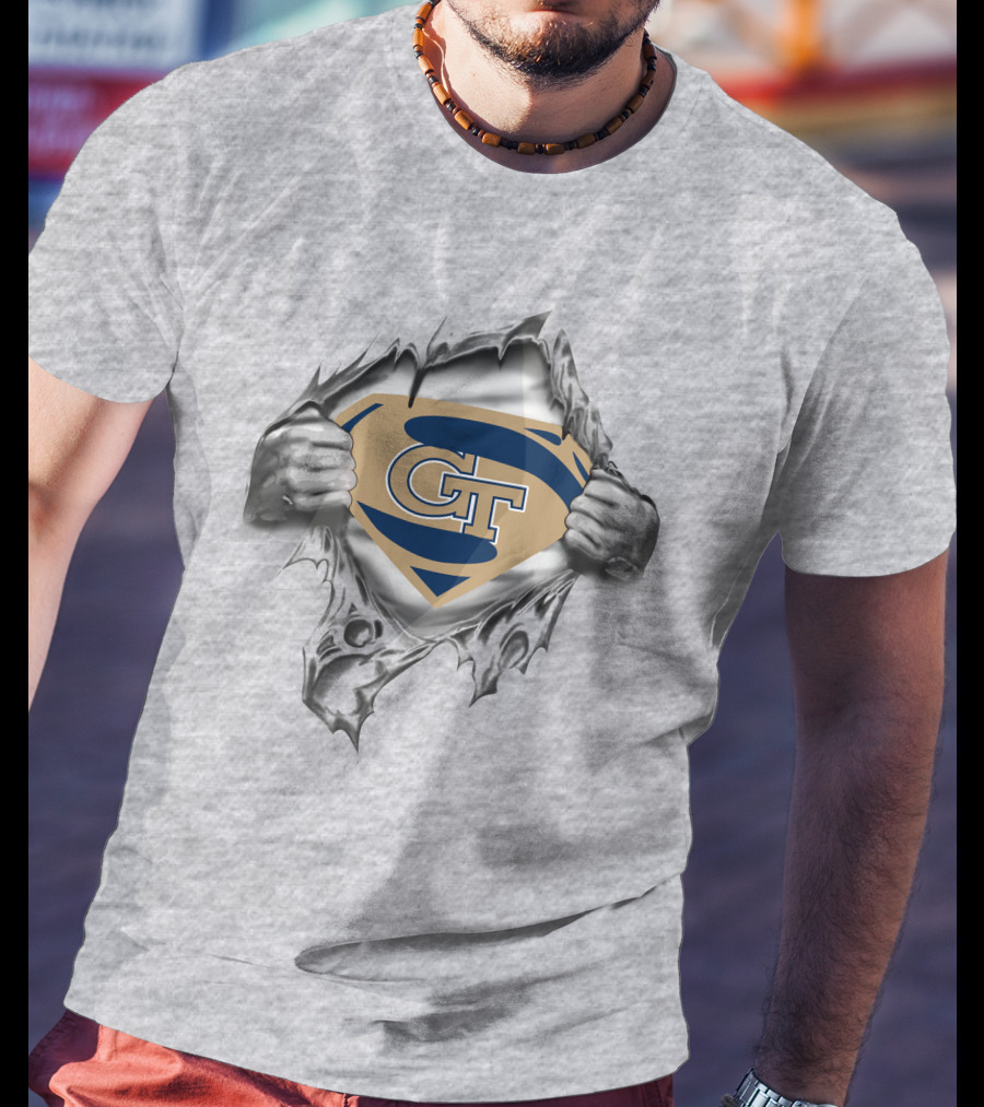 Georgia Tech GT Superman Style Emblem T-Shirt
