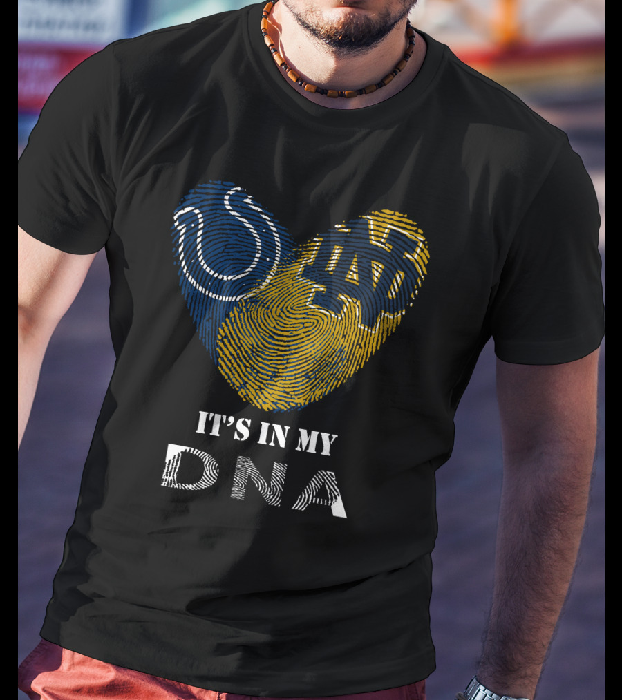 Colts Notre Dame Fingerprint Heart It's In My DNA T-Shirt
