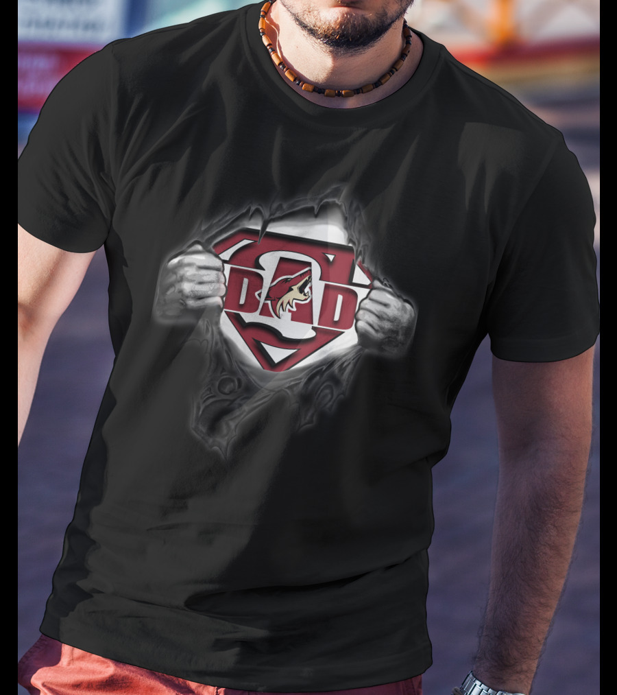 Arizona Coyotes Super Dad Shield Logo Rip T-Shirt