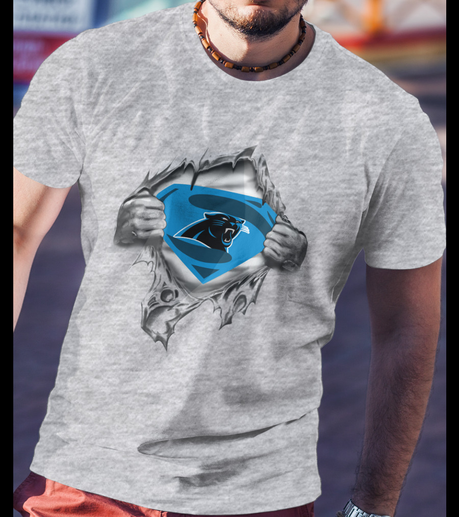 Carolina Panthers Ripped Superman Chest T-Shirt