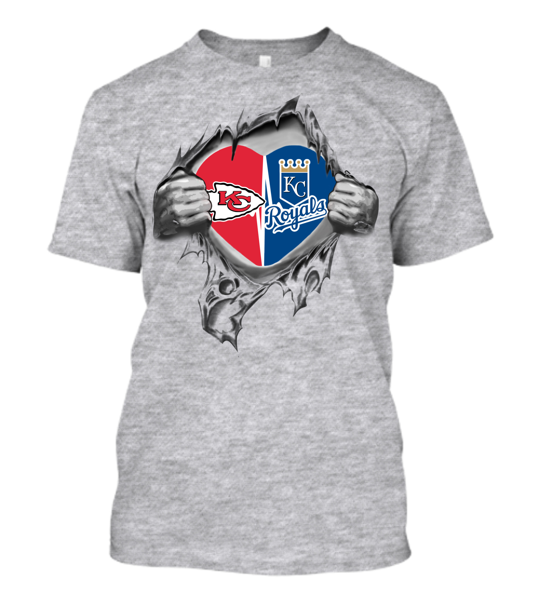 Kansas City Chiefs Royals Heart Logo Mashup T-Shirt