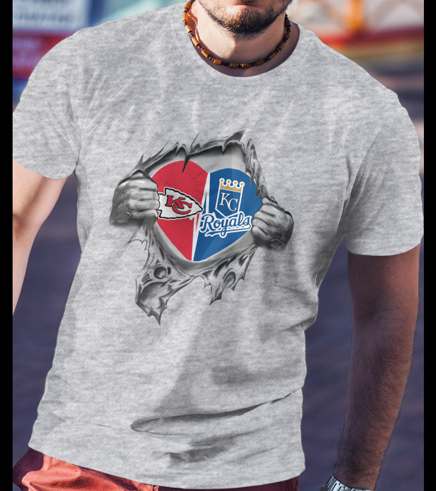Kansas City Chiefs Royals Heart Logo Mashup T-Shirt