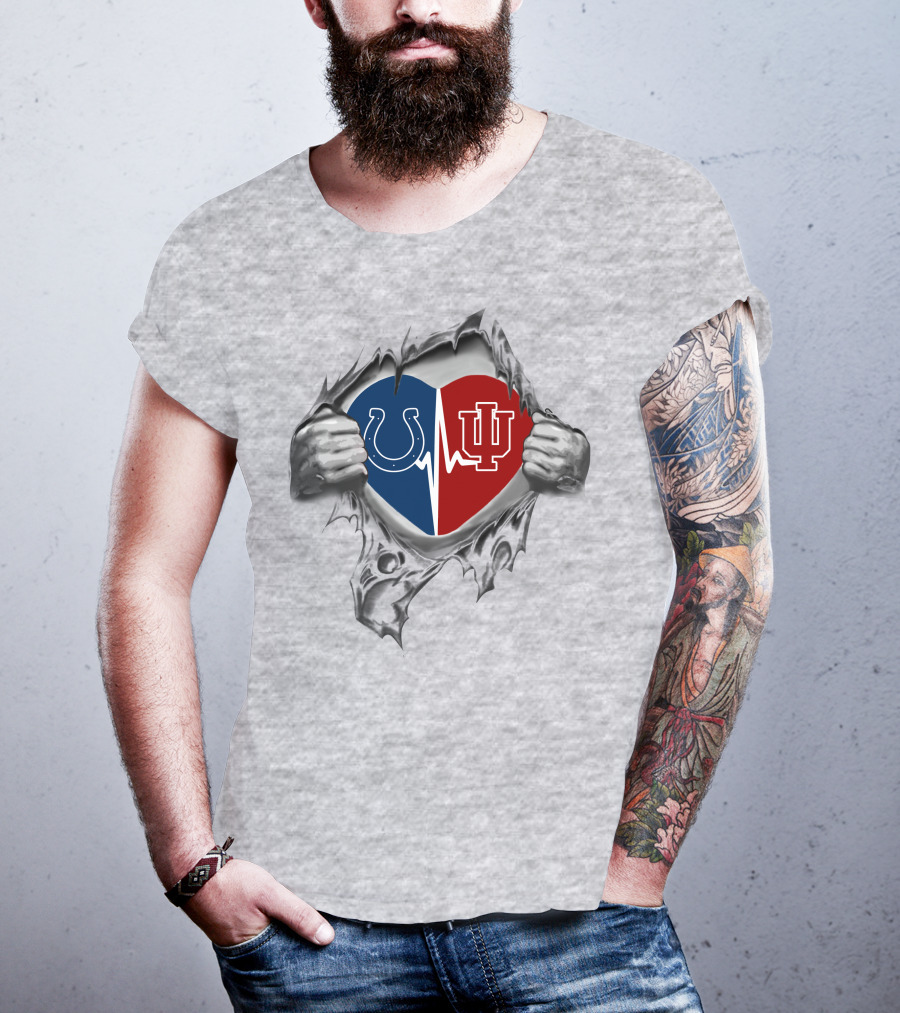 Colts Hoosiers Heartbeat Torn Fabric T-Shirt