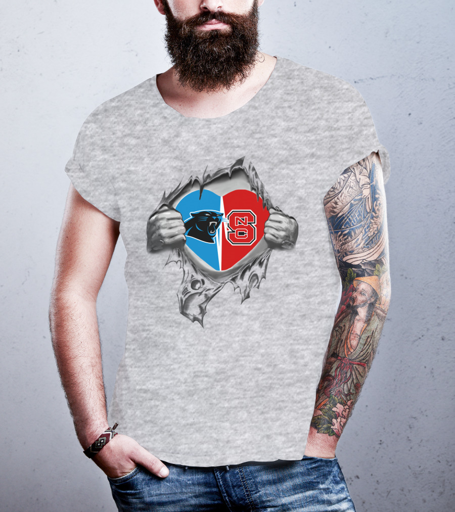 Panthers NC State Heart Icon Tear T-Shirt