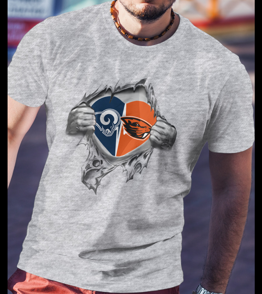 Rams Beavers Heart With Torn Hands T-Shirt