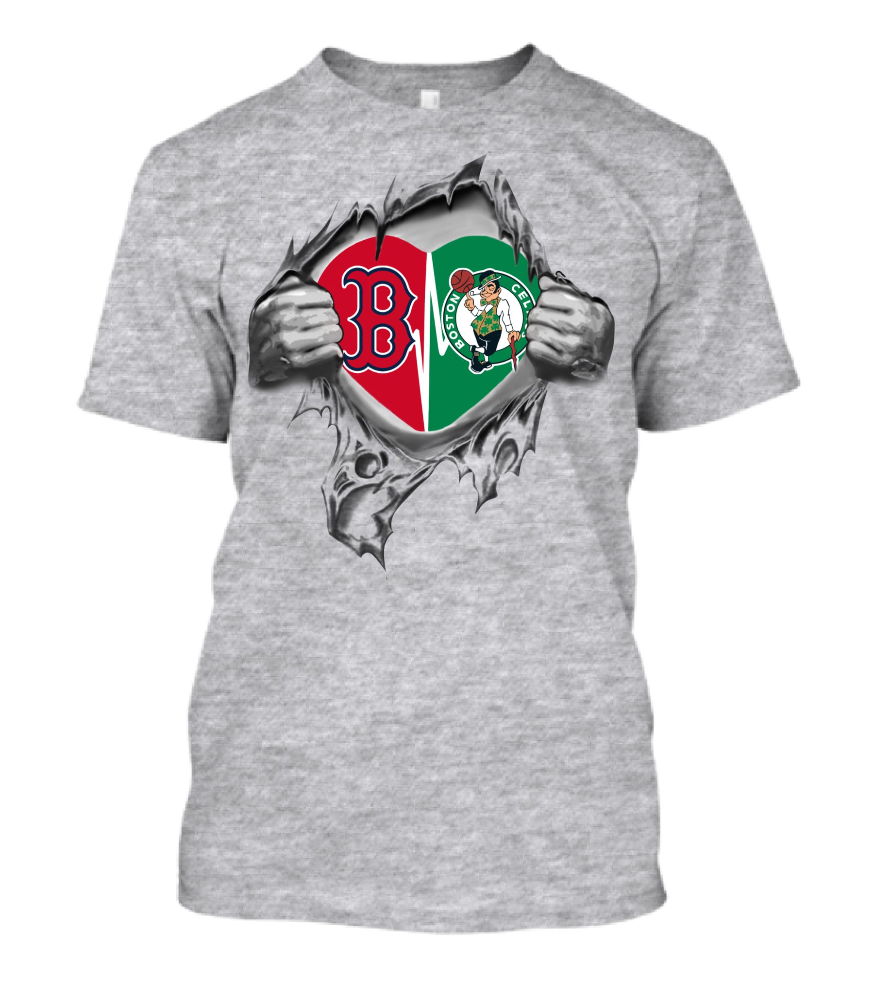 Boston Red Sox Celtics Heart Logo Passion T-Shirt